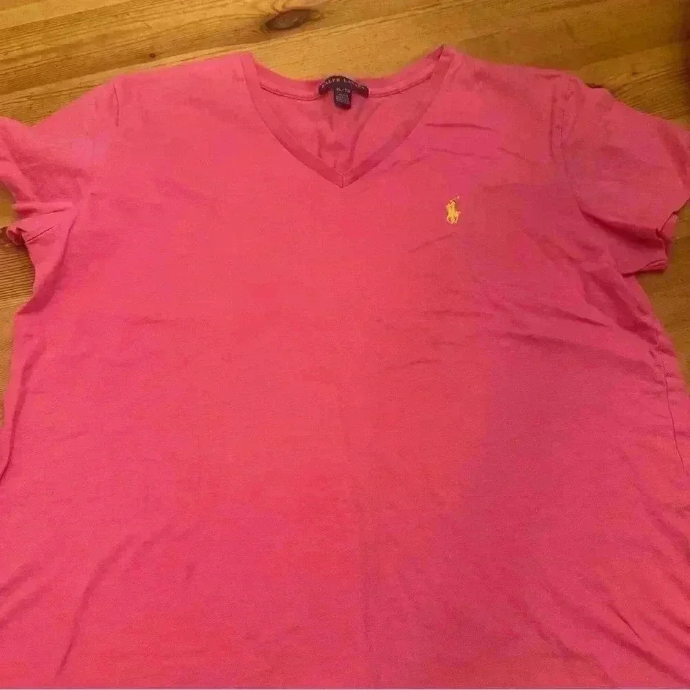 Polo Ralph Lauren v neck T-shirt pink women XL - Picture 4 of 5